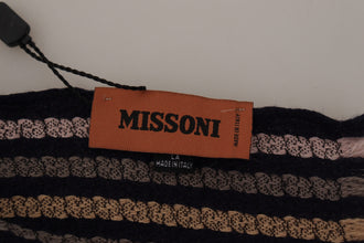Multicolor Stripes Wool Knit Fringe Shawl Scarf Missoni