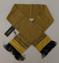 Yellow Patterned Silk Neck Wrap Fringe Scarf Dolce & Gabbana