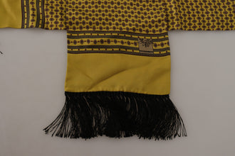 Yellow Patterned Silk Neck Wrap Fringe Scarf Dolce & Gabbana