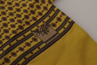 Yellow Patterned Silk Neck Wrap Fringe Scarf Dolce & Gabbana