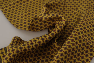 Yellow Patterned Silk Neck Wrap Fringe Scarf Dolce & Gabbana