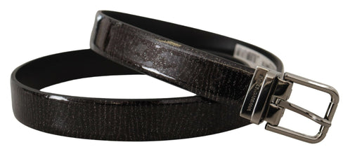 Black Leather Vernice Metal Buckle Belt Dolce & Gabbana