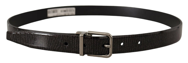 Black Leather Vernice Metal Buckle Belt Dolce & Gabbana