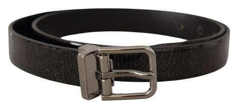 Black Leather Vernice Metal Buckle Belt Dolce & Gabbana