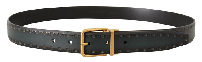 Green Perforated Leather Brass Metal Belt Dolce & Gabbana