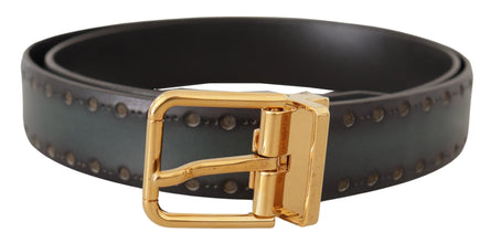 Green Perforated Leather Brass Metal Belt Dolce & Gabbana