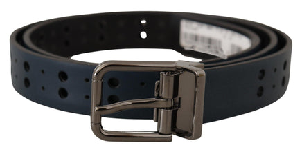 Blue Perforated Skinny Leather Metal Buckle Belt Dolce & Gabbana