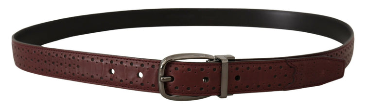 Brown Perforated Leather Metal Buckle Belt Dolce & Gabbana