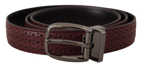 Brown Perforated Leather Metal Buckle Belt Dolce & Gabbana