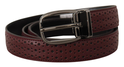 Brown Perforated Leather Metal Buckle Belt Dolce & Gabbana