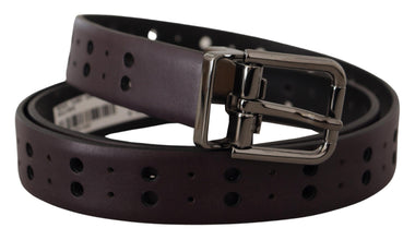 Burgundy Leather Perforated Metal Buckle Belt Dolce & Gabbana