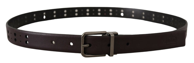 Burgundy Leather Perforated Metal Buckle Belt Dolce & Gabbana