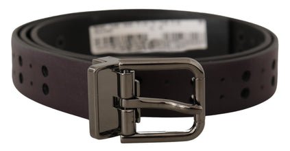 Burgundy Leather Perforated Metal Buckle Belt Dolce & Gabbana