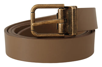 Brown Solid Leather Brass Buckle Classic Belt Dolce & Gabbana