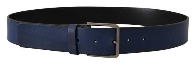 Blue Calf Leather Silver Metal Buckle Classic Belt Dolce & Gabbana