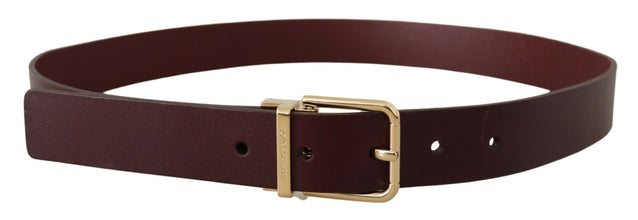 Maroon Vitello Leather Gold Metal Buckle Belt Dolce & Gabbana