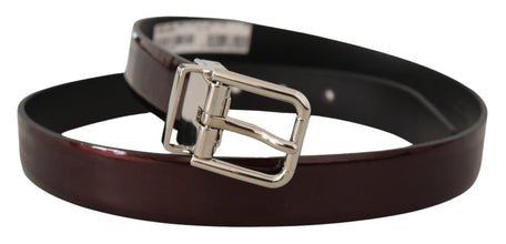 Brown Patent Leather Silver Metal Buckle Belt Dolce & Gabbana