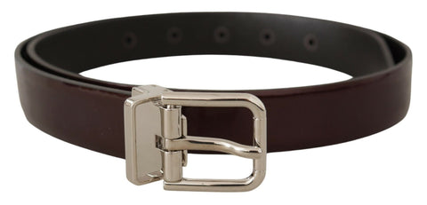 Brown Patent Leather Silver Metal Buckle Belt Dolce & Gabbana