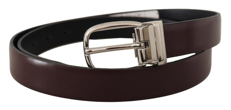 Solid Brown Leather Silver Metal Belt Dolce & Gabbana