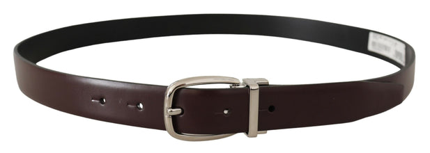 Solid Brown Leather Silver Metal Belt Dolce & Gabbana