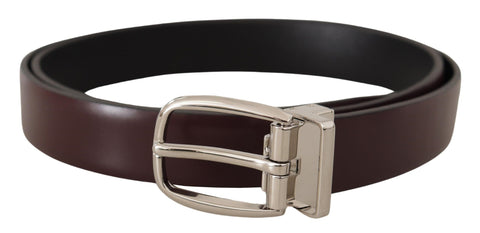 Solid Brown Leather Silver Metal Belt Dolce & Gabbana