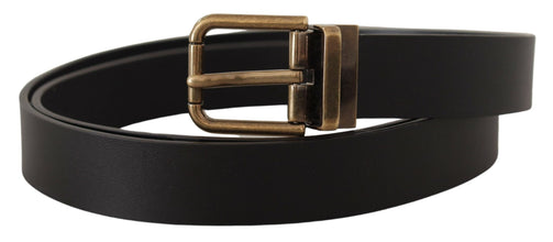 Black Leather Brass Metal Box Buckle Belt Dolce & Gabbana