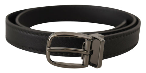 Black Leather Metal Logo Buckle Belt Dolce & Gabbana