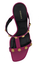 Elegant Purple Calf Leather High Sandals Versace