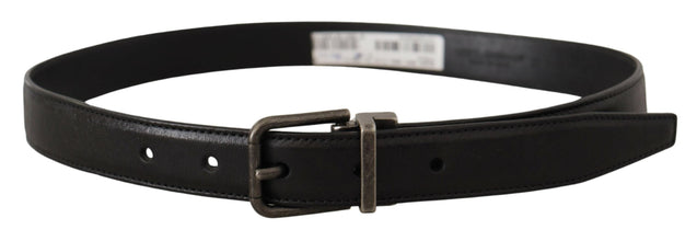 Black Calf Leather Logo Metal Buckle Belt Dolce & Gabbana