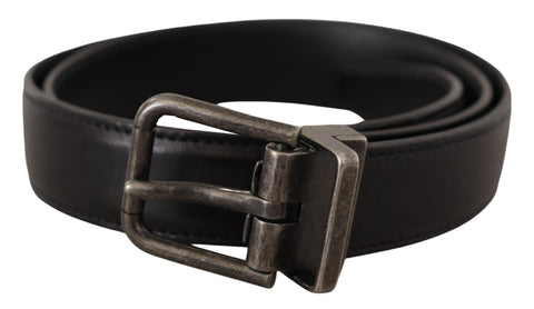Black Calf Leather Logo Metal Buckle Belt Dolce & Gabbana