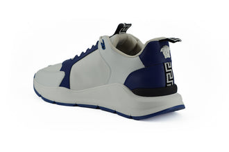Elegant Blue and White Leather Sneakers Versace