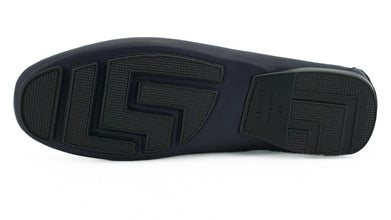 Elegant Navy Blue Calf Leather Loafers Versace