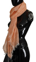 Peach Linen Knitted Shawl Wrap Fringes Scarf Malo