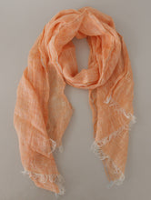 Peach Linen Knitted Shawl Wrap Fringes Scarf Malo