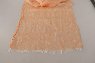 Peach Linen Knitted Shawl Wrap Fringes Scarf Malo
