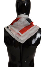 Gray Red Silk Shawl Foulard Wrap Scarf Costume National