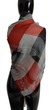 Gray Red Shawl Foulard Wrap  Scarf Costume National