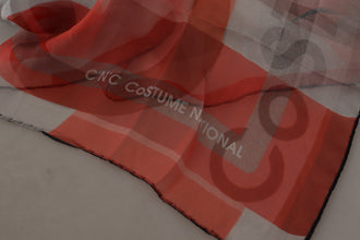 Gray Red Shawl Foulard Wrap  Scarf Costume National