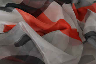 Gray Red Shawl Foulard Wrap  Scarf Costume National