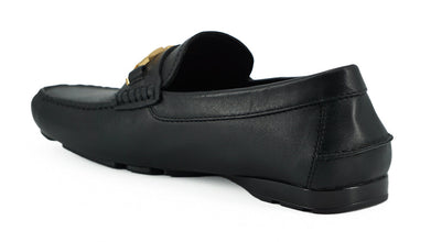 Elegant Black Calf Leather Men's Loafers Versace
