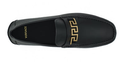Elegant Black Calf Leather Men's Loafers Versace