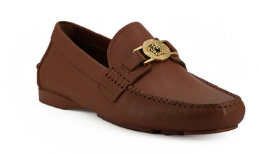 Elegant Medusa-Embossed Leather Loafers Versace