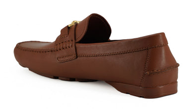 Elegant Medusa-Embossed Leather Loafers Versace