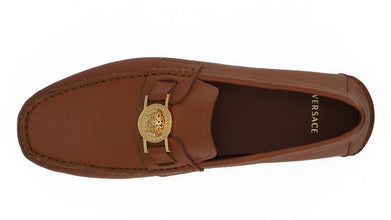 Elegant Medusa-Embossed Leather Loafers Versace
