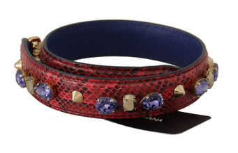 Red Exotic Leather Crystals Bag Shoulder Strap Dolce & Gabbana