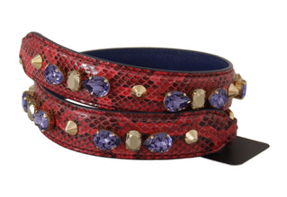Red Exotic Leather Crystals Bag Shoulder Strap Dolce & Gabbana