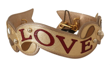 Gold Leather LOVE Patch Bag Shoulder Strap Dolce & Gabbana