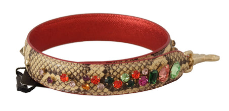 Beige Exotic Leather Crystals Shoulder Strap Dolce & Gabbana