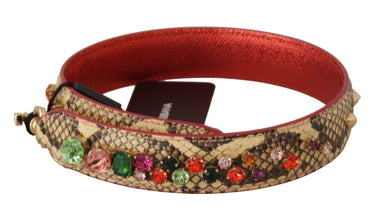 Beige Exotic Leather Crystals Shoulder Strap Dolce & Gabbana