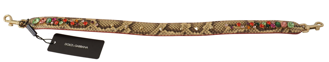 Beige Exotic Leather Crystals Shoulder Strap Dolce & Gabbana